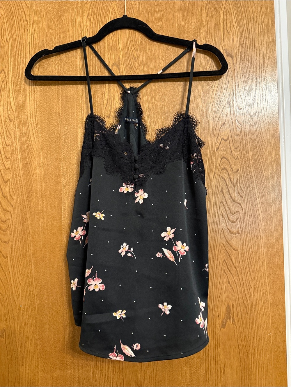 Abercrombie & Fitch Black Floral Lace-Trim Cami